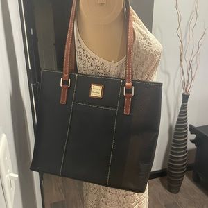 Dooney & Bourke Black with Tan Purse with Dust Bag